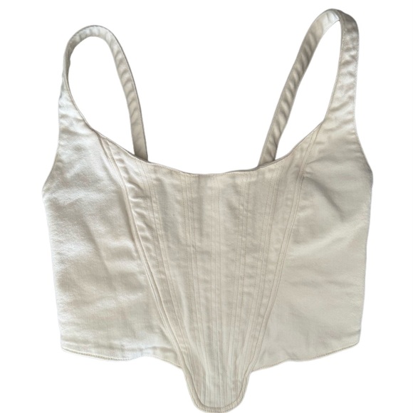 Zara topstitched corset top, oyster white, size small - Picture 2 of 6